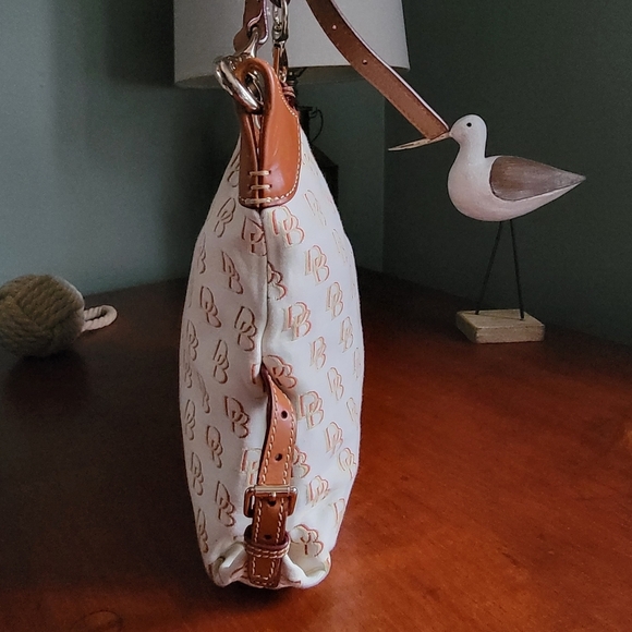 Dooney & Bourke Frederica Crossbody Cream & Brown Monogram w/ Tan Leather - Picture 7 of 16